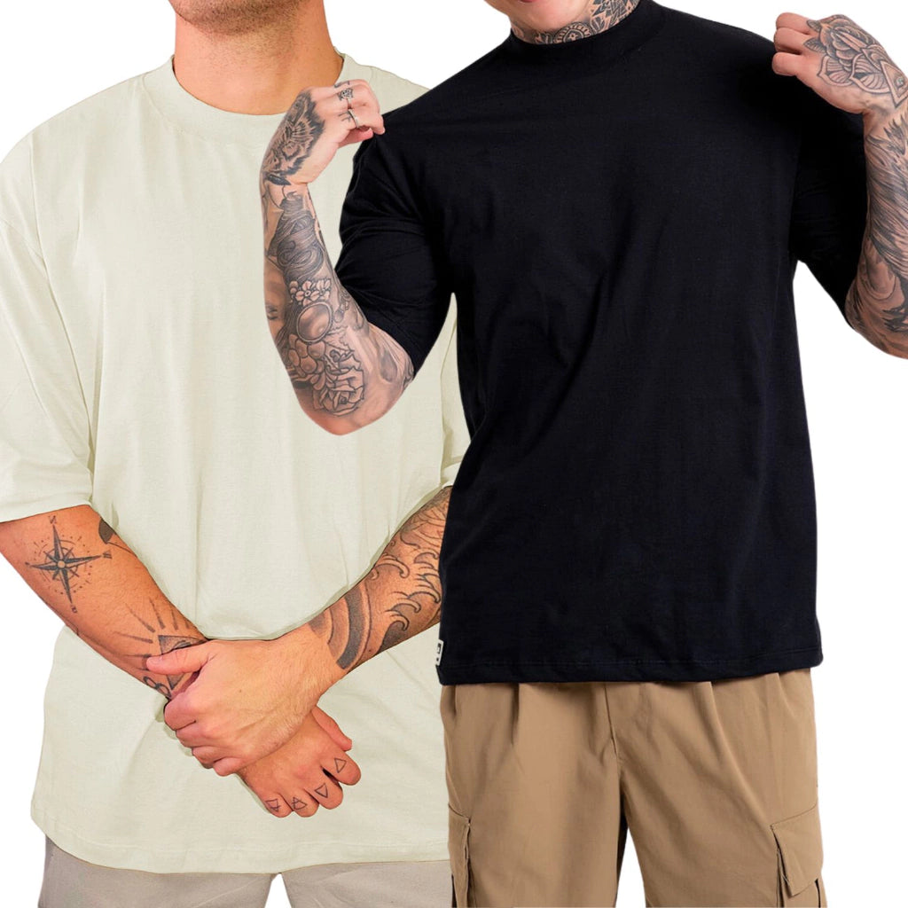 Kit 2 Camisetas Oversized Streetwear 100% Algodão