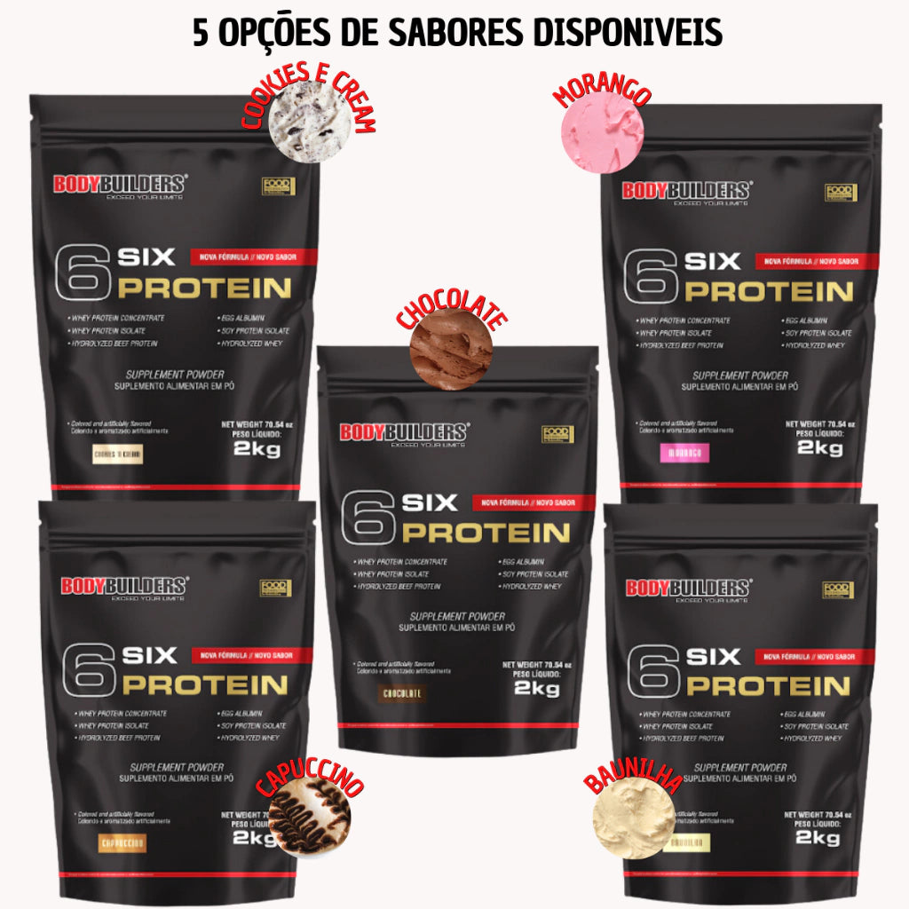Whey Protein Concentrado 6 Six Protein 2kg Para Ganho de Massa Muscular Magra e Força Muscular – Bodybuilders