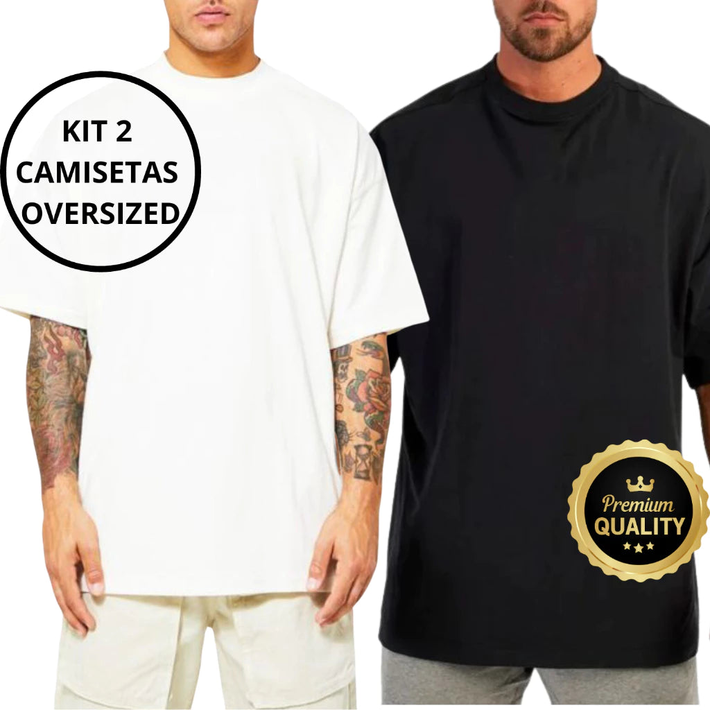 Kit 2 Camisetas Oversized Streetwear 100% Algodão