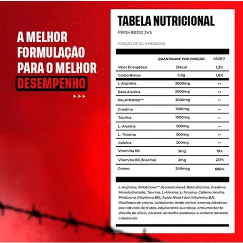 Pré Treino Prohibido 180g Com Fórmula Avançada - Extra Forte