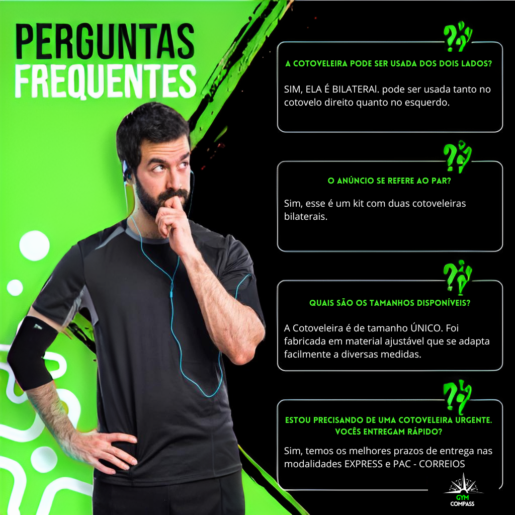 Par de Cotoveleiras De Compressão Ajustável Esporte Fit