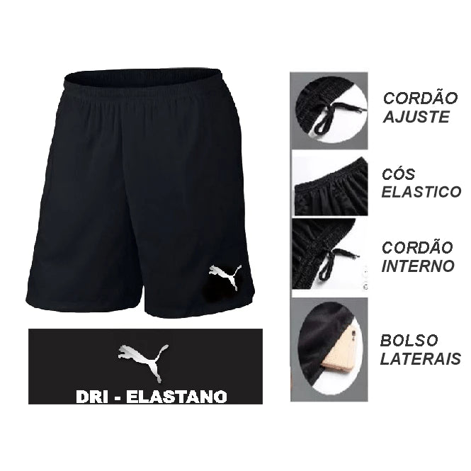 Short Bermuda Dri Fit Elastano Academia Futebol