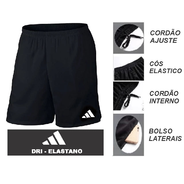 Short Bermuda Dri Fit Elastano Academia Futebol