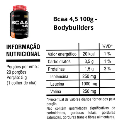 Kit Whey Protein Concentrado em Blend Proteico 500g + BCAA 4,5 100g + Power Creatina 100g + Coqueteleira - Aumento de Massa Muscular - Bodybuilders