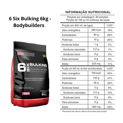 Hipercalórico 6 Six Bulking Gainers Protein 6kg - Aumento de Massa Muscular  – Bodybuilders