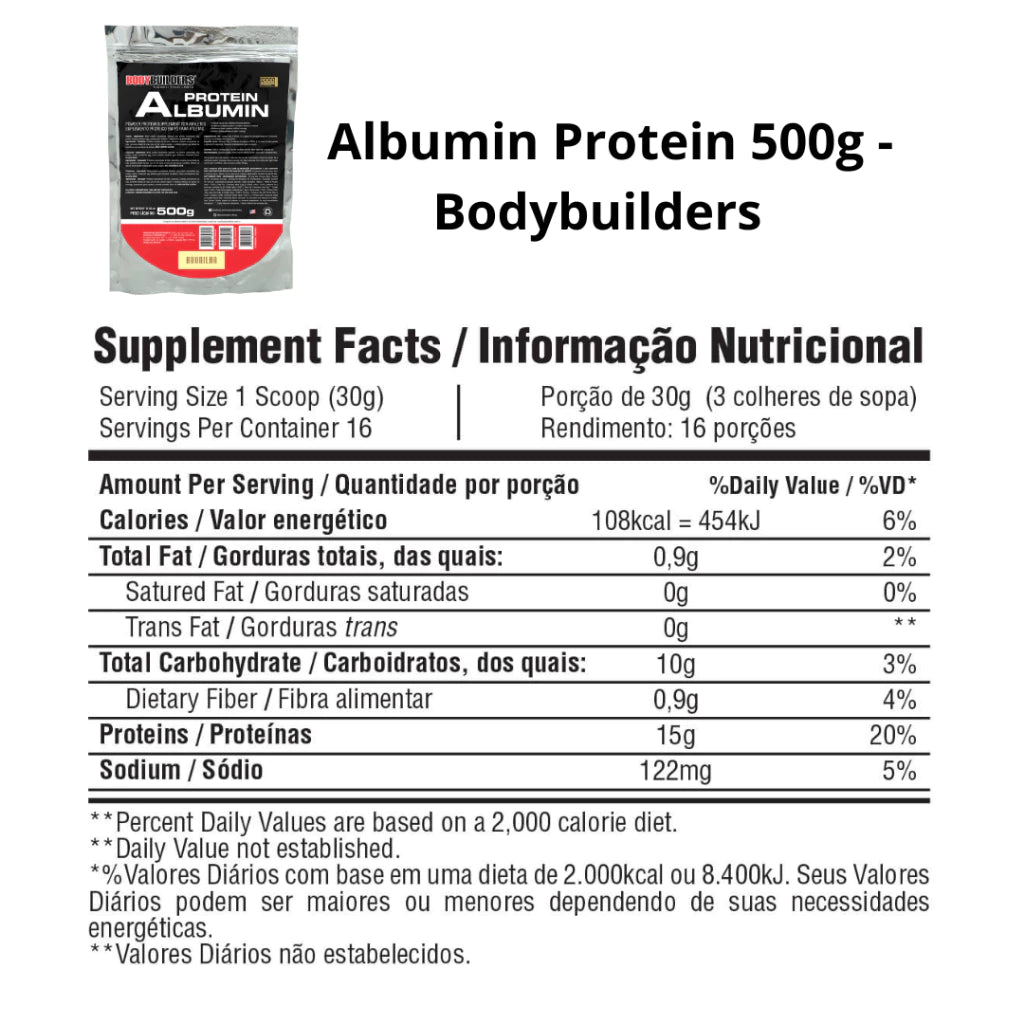 Proteína do Ovo Albumina Protein 500g - Bodybuilders