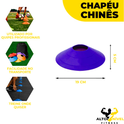 Kit Treino Funcional Agilidade Escada 7 Degraus + 05 Cones + 05 Chapéus Chinês