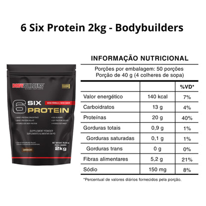 Whey Protein Concentrado 6 Six Protein 2kg Para Ganho de Massa Muscular Magra e Força Muscular  – Bodybuilders