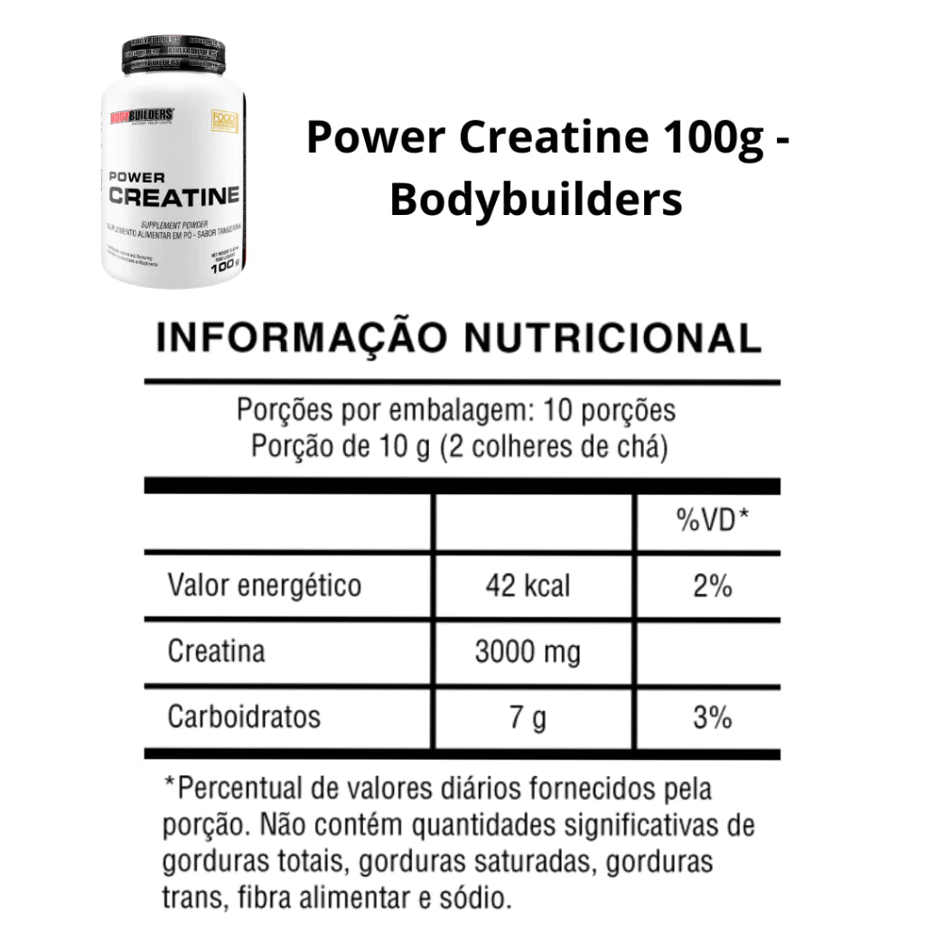 Creatina Power 100g Para Preservação da Massa Muscular Bodybuilders