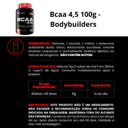 Kit Whey Protein Concentrado em Blend Proteico 500g + BCAA 4,5 100g + Power Creatina 100g + Coqueteleira - Aumento de Massa Muscular - Bodybuilders