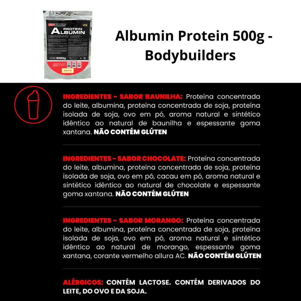 Proteína do Ovo Albumina Protein 500g - Bodybuilders