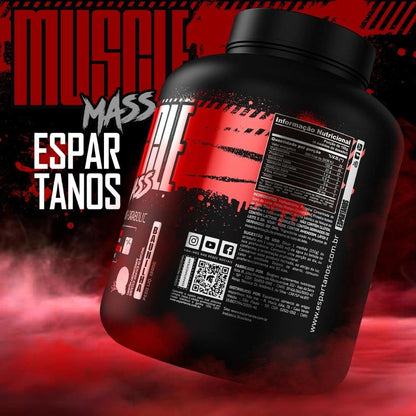 Kit Suplemento Hipercalórico Muscle Mass + Bcaa 3:1:1 + Creatina + Glutamina + Shaker - Espartanos