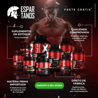 Kit Suplemento Hipercalórico Muscle Mass + Bcaa 3:1:1 + Creatina + Glutamina + Shaker - Espartanos