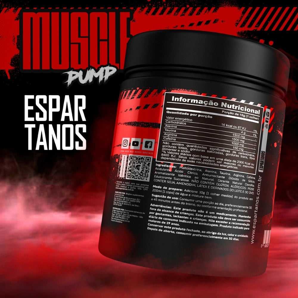 Pré Treino Muscle Pump Suplemento Pre Workout 300g - Espartanos