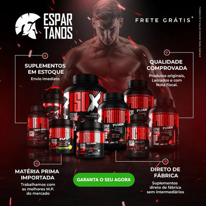 Kit Espartanos Whey Protein Isolado Fusion + Bcaa + Creatina Pura Monohidratada + Glutamina Pura + Colágeno Hidrolisado + Shaker - Combo de Suplementos Completo para Massa Muscular