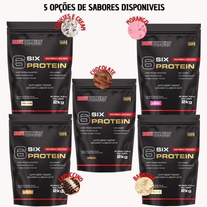 Whey Protein Concentrado 6 Six Protein 2kg Para Ganho de Massa Muscular Magra e Força Muscular  – Bodybuilders