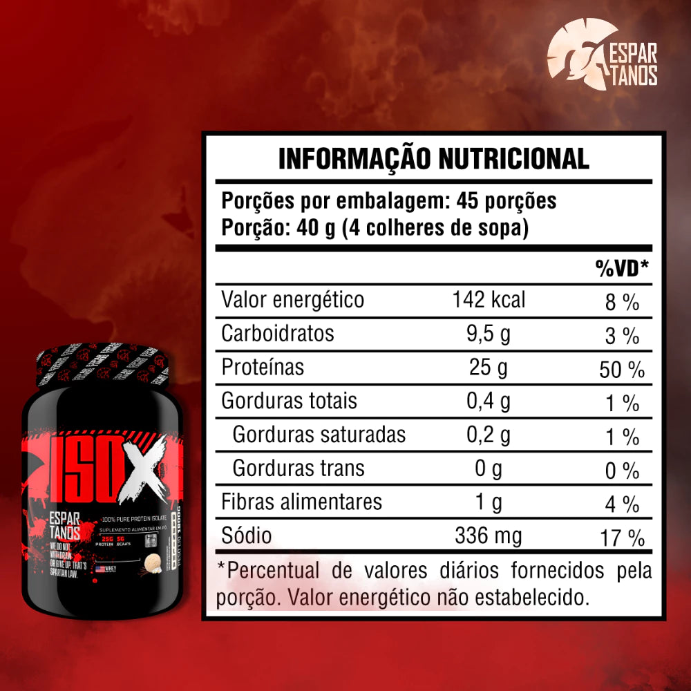 Whey Protein Isolado ISO X 100% Pure Isolate 1800g - Espartanos