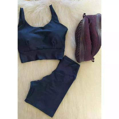 Conjunto Fitness Bella, Short e Cropped