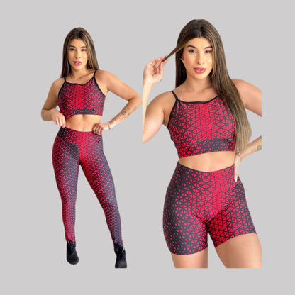 Conjunto Academia 3 Peças (Top ,Legging e Short) Legging Store