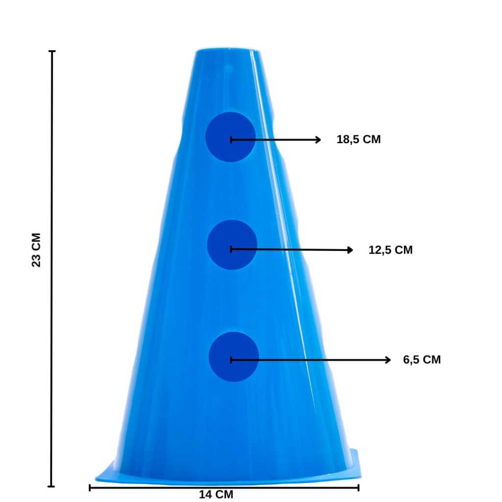 KIT 6 CONES FURADOS COM 3 BARREIRAS DESMONTÁVEIS