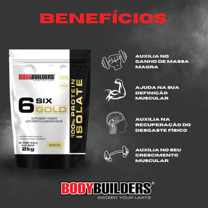 Whey Protein Isolado Hidrolisado Six Gold 2 KG 100% Protein Isolate - Bodybuilderes