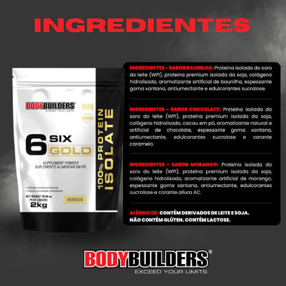 Whey Protein Isolado Hidrolisado Six Gold 2 KG 100% Protein Isolate - Bodybuilderes