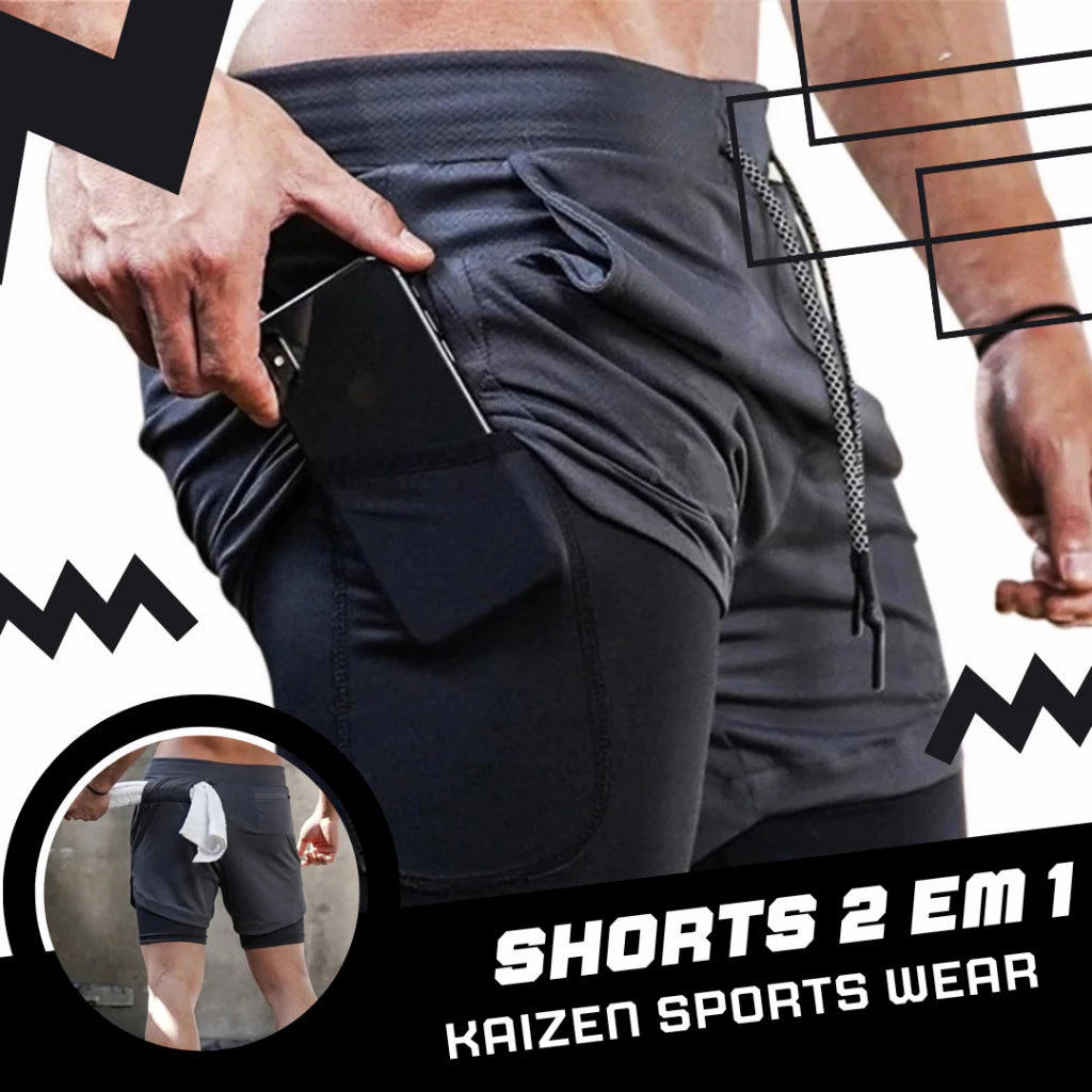 shorts 2 em 1 academia e treino sport fit dry fit