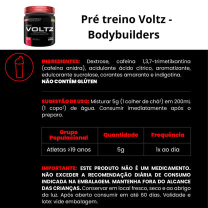 Pré-Treino Voltz 250g – Suplemento Para Ampliar os Níveis de Energia e Aumentar o Foco - Bodybuilders