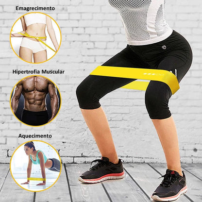 Kit Mini Band + Elásticos Extensores  Treino Em Casa Fit