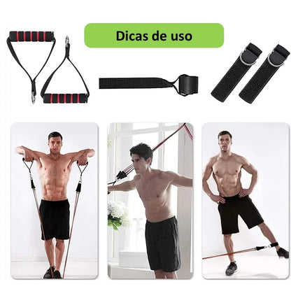 Kit Mini Band + Elásticos Extensores  Treino Em Casa Fit