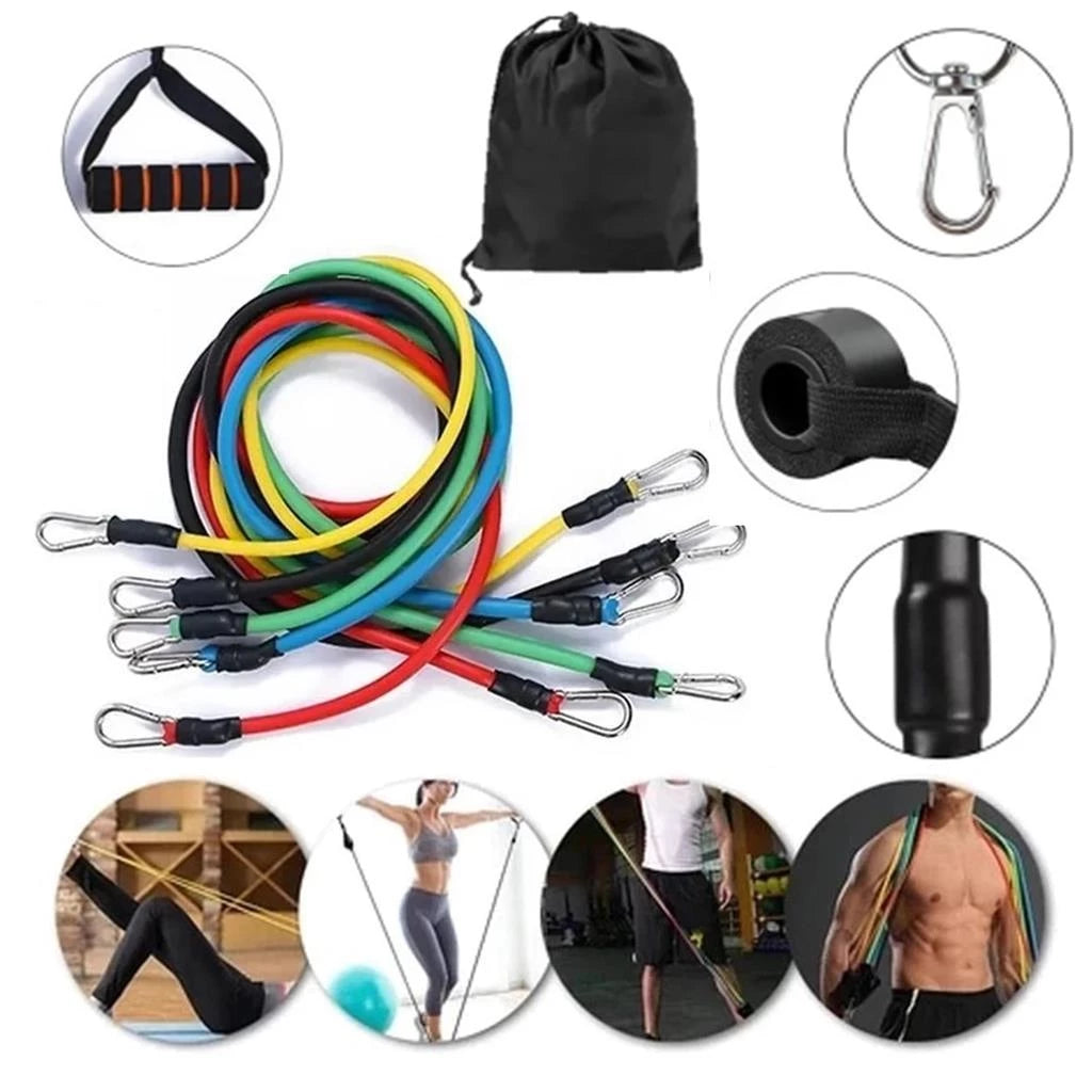 Kit Mini Band + Elásticos Extensores  Treino Em Casa Fit