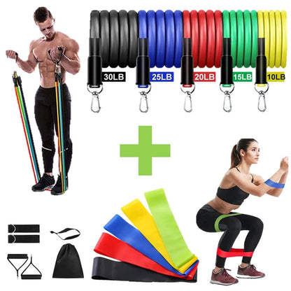 Kit Mini Band + Elásticos Extensores  Treino Em Casa Fit