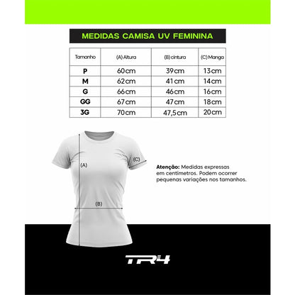 Camisa Feminina Proteção Solar UV 50+ Blusa Manga Curta Térmica